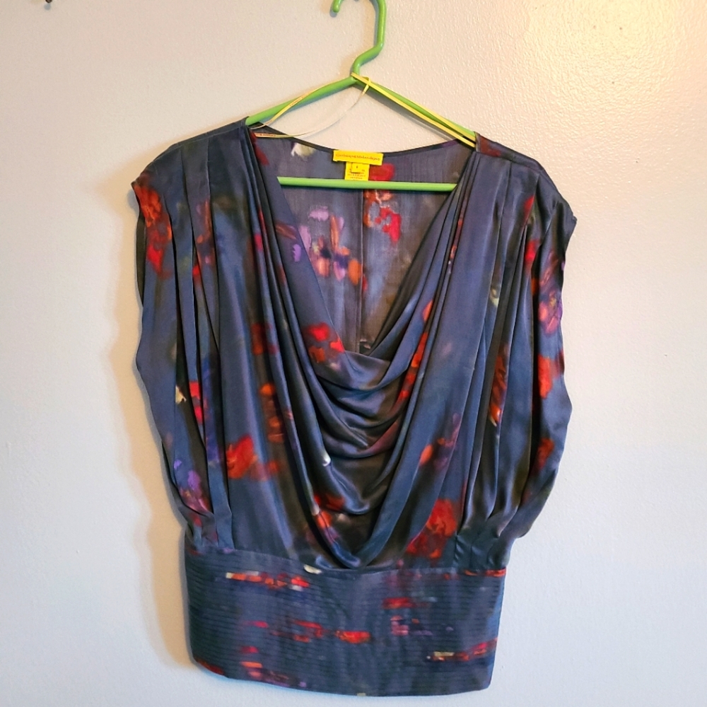 Catherine Malandrino Drape Neck Silk Blouse